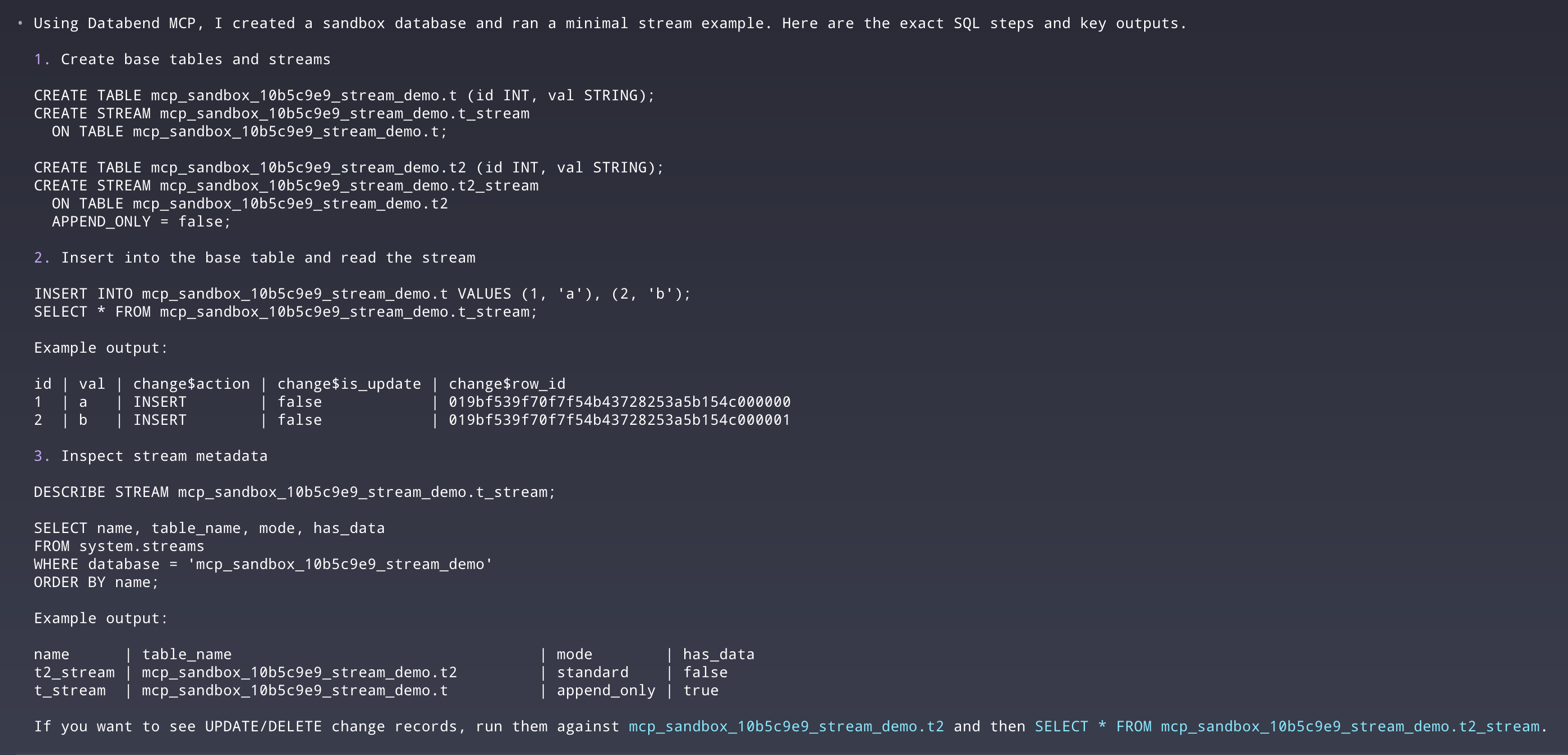 Databend MCP Usage Example